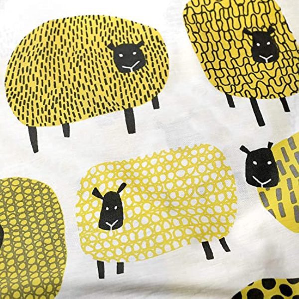 Sheep Duvet Cover Set in Yellow and white reversible pattern. Crazy sheeps all over the place, fun bed set for adults and children. Includes pillowcases. Easy care Poly cotton. - Image 5