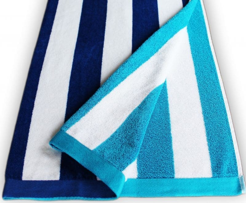 beach towel blue and white stripe reversible teal stripe