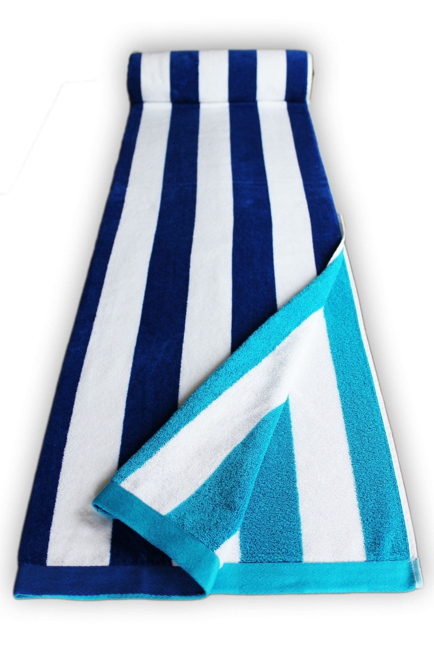 blue white striped large beach towel