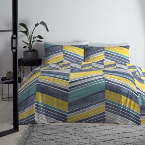 branton blue and yellow duvet cover set double bed