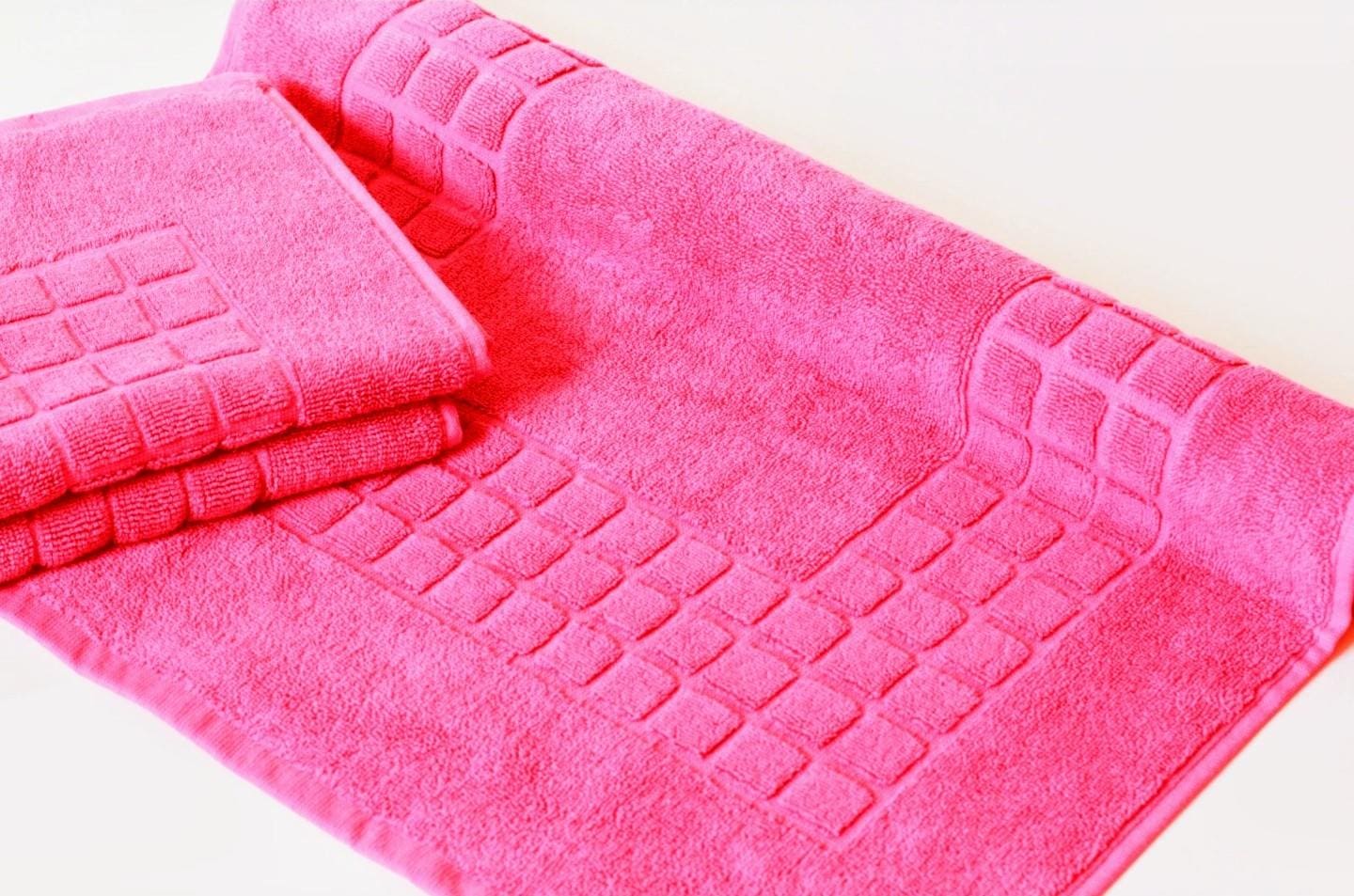 Supreme Neon Pink Bath Mats Hotel Quality 2 Pack 700gsm 100% Egyptian Cotton by Restmor - Image 2