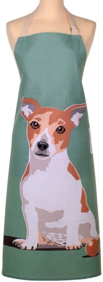 jack russell apron by ulster weaver cotton apron green background
