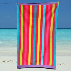 oversized beach towel on sale pink stripes multicolours