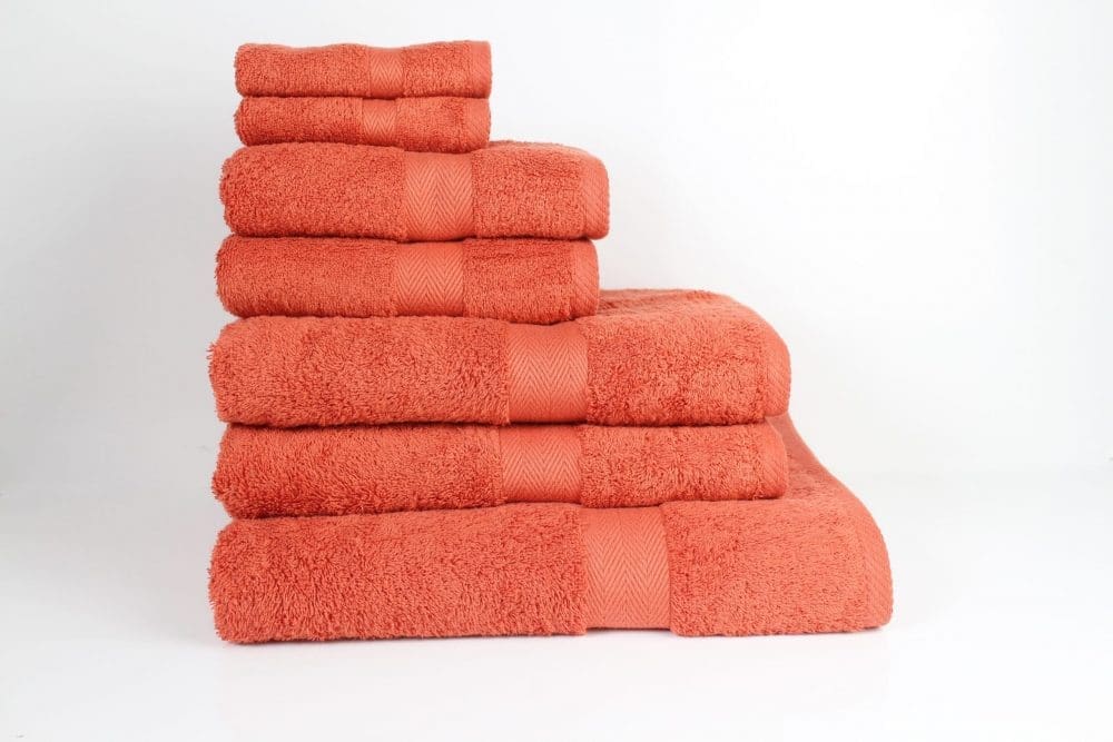 egyptian cotton paprika towels orange colour heavy 600 gsm