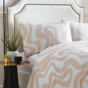 king size duvet cover retro swirl neutral pattern