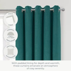 bottle green eyelet curtains thermal velour luxury interlined