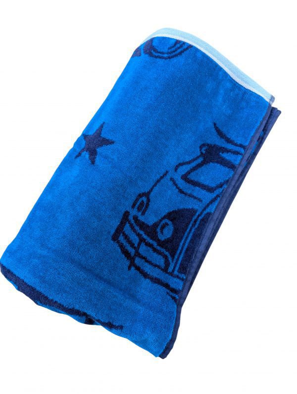 vw style beach towel campervan blue towel