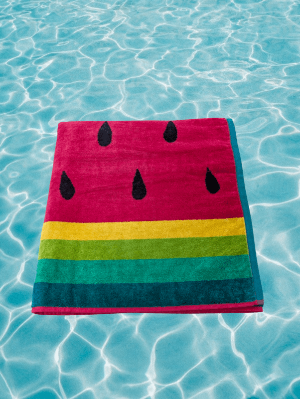 SOFT VELOUR COTTON WATERMELON BEACH TOWEL PINK RED GREEN YELLOW STRIPES
