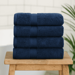 Luxor 600 GSM Navy Blue Cotton Towels with Chevron Border – Premium Soft & Absorbent