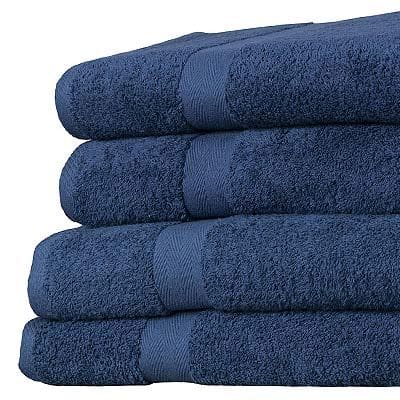 Stacked Navy Luxor Towels with Chevron Border Design – Luxury Bathroom Linen