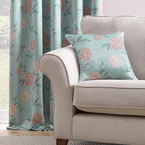 Dahlia Duck Egg Cushion Cover 43x43cm Floral Design - Image 3