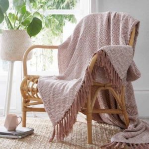 Ascot Cotton Throw Chevron Fringed Sofa Blanket
