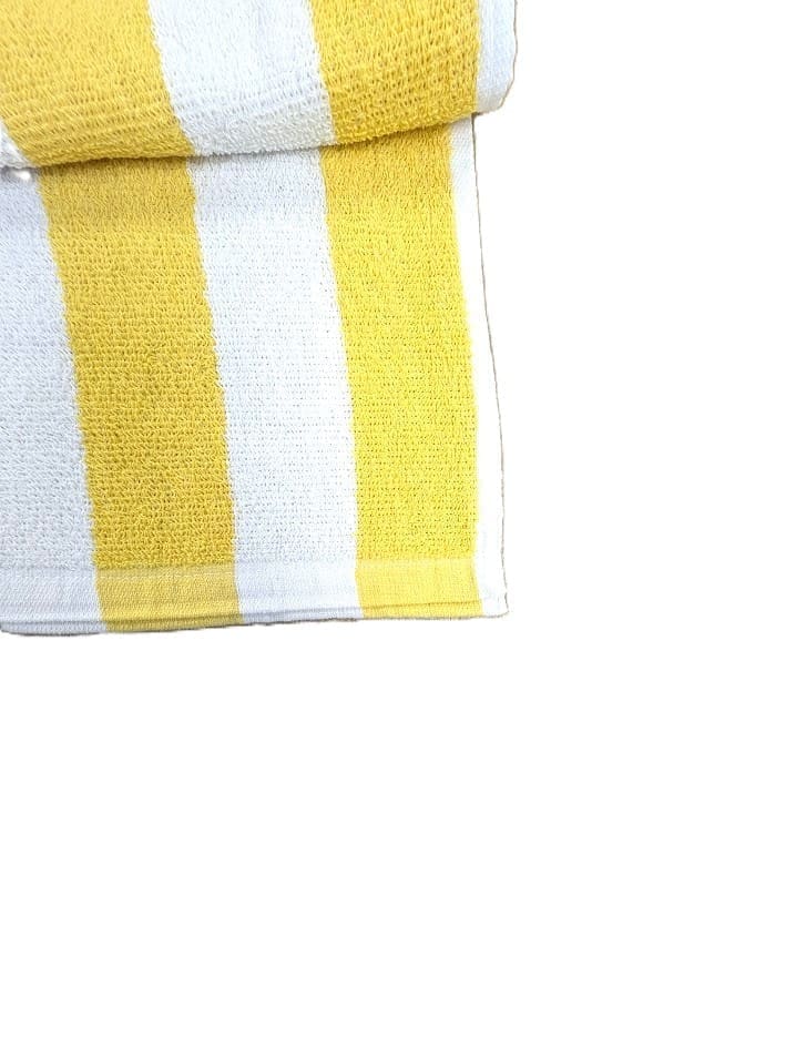 yellow striped towel. yellow & white stripe bath towel reverse on white background