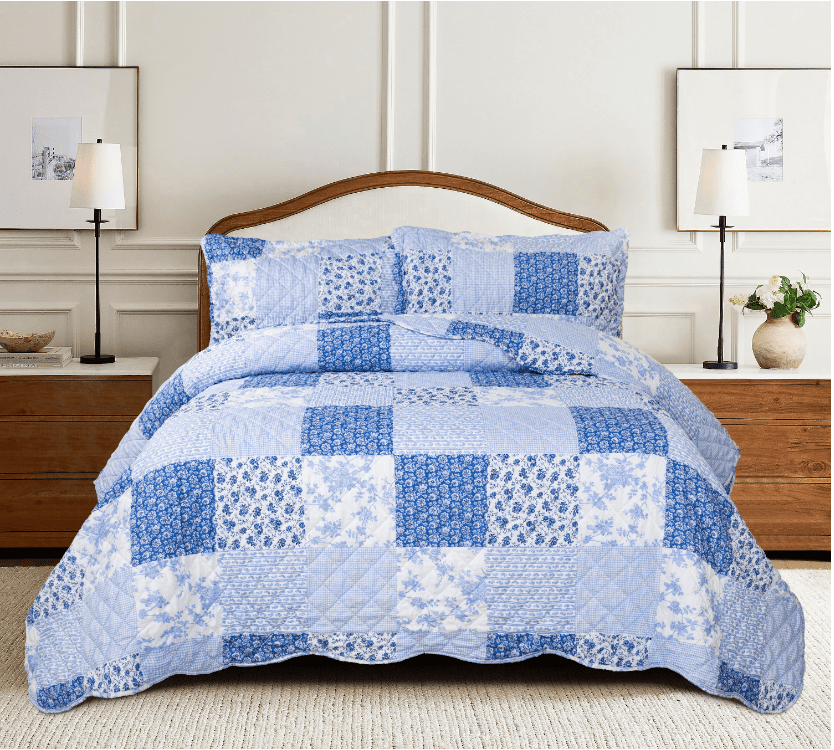 yalima patchwork blue bedspread uk
